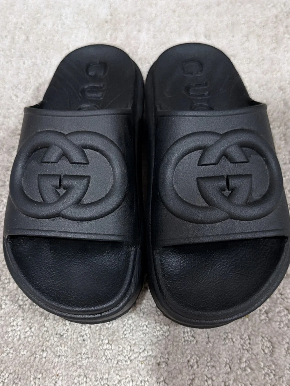 Gucci Black Men's Logo Rubber Slide Sandals